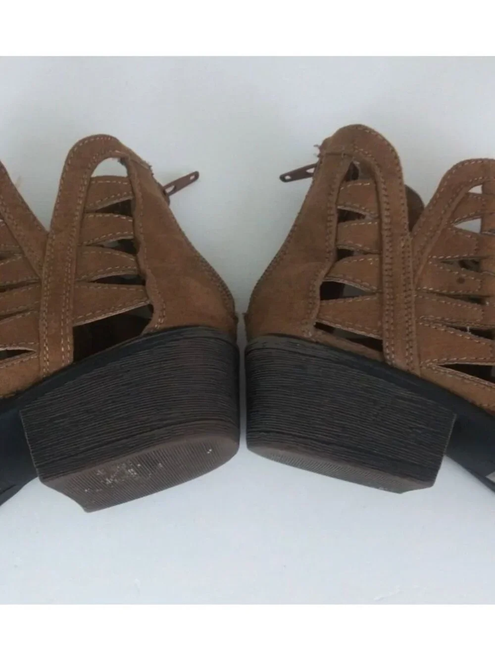 JG Women's Soft Faux Suede Back Zip Light Brown Ankle Boots Booties Size 7